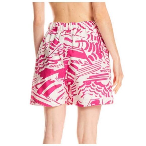 MSGM Summer Brushed Motif Elastic Waist Short Pink White Shorts Women’s Size 42 - Picture 3 of 12